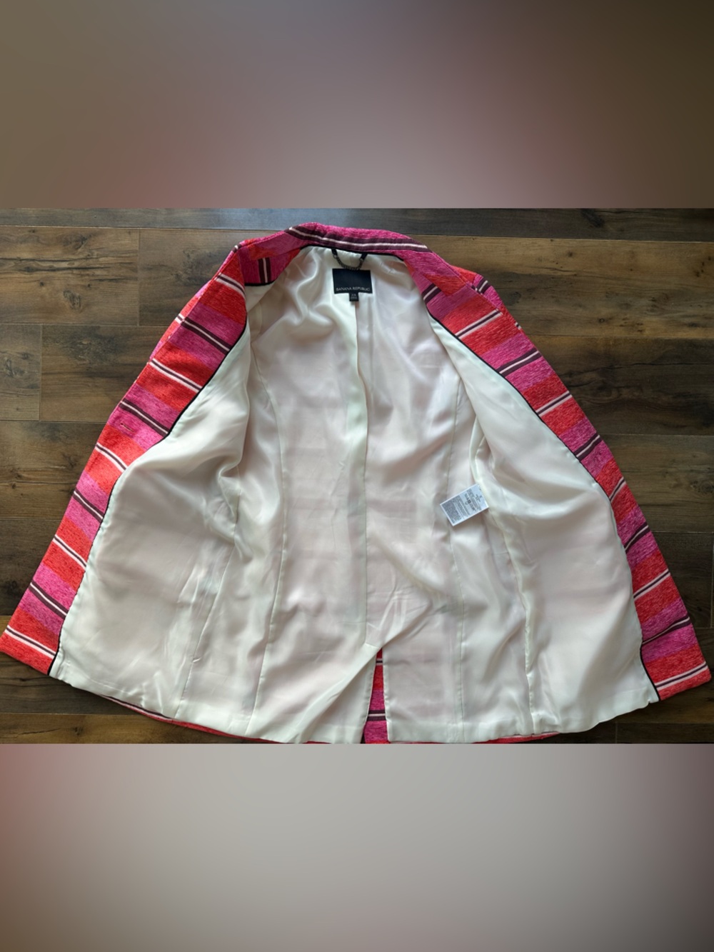 Banana Republic Pink Red Striped Blazer XS Tailored Statement Coat - Picture 5 of 7